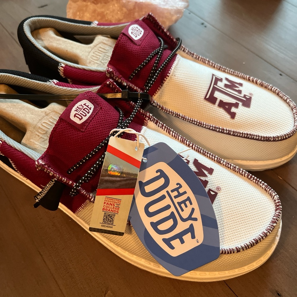 Hey Dude Men's Loafers - Maroon and White - Picture 5 of 6